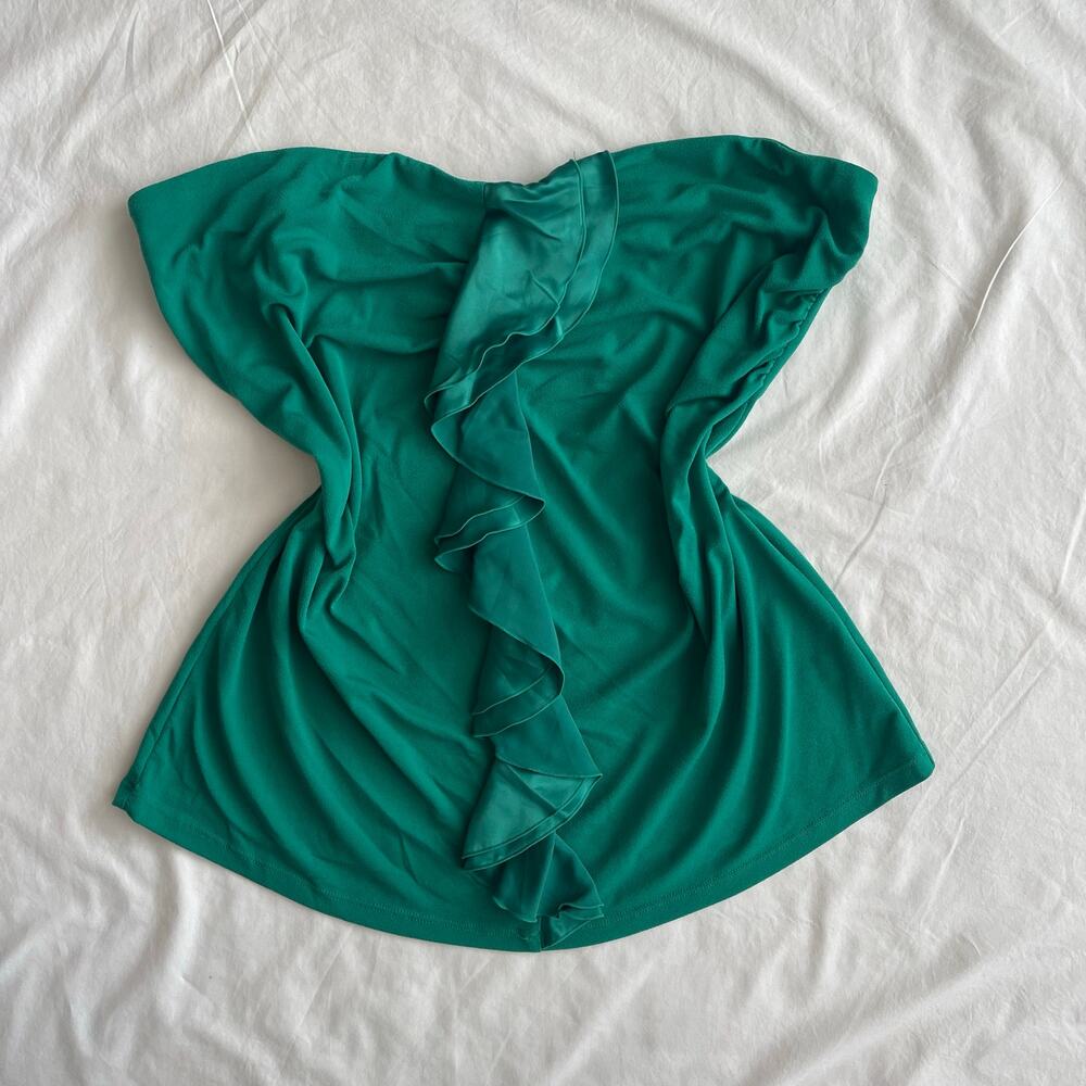 Y2K The Limited Green Tube Top with Ruffles on Front - Size XL